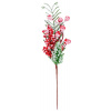 Vetvička MagicHome Vianoce, s bobuľkami, červená, efekt mrazu, 29 cm
