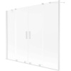 Mexen Velar Duo, 2-krídlová vaňová zástena s posuvnými dverami 200 x 150 cm, námraza, biely profil, 896-200-000-32-20