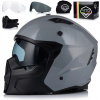MOTOCYKLOVÁ PRILBA 4v1 VITO PREDATOR GREY ODNÍMATEĽNÁ ČEPEĽ + STRIEŠKA + 2x SKLO