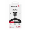 SWISSTEN TEXTILNÍ DATOVÝ KABEL ARCADE USB-C / LIGHTNING 1,2 M ČERNÝ 71529900