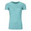 ORTOVOX Dámske tričko 185 MERINO TANGRAM LOGO ice waterfall - modré Veľkosť: M