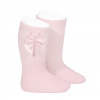 Hladké podkolienky so saténovou mašličkou Cóndor 255102500 - pink-ihneď