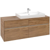 VILLEROY & BOCH Collaro závesná skrinka pod umývadlo na dosku (umývadlo vpravo), 4 zásuvky, s LED osvetlením, 1400 x 500 x 548 mm, Oak Kansas, C090B0RH
