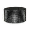 Swarovski Elements Kožený náramek Chic Large s stříbročernými křišťály BMESH12CZJ