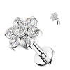 Titánová labreta s vnútorným závitom a kvietkom so zirkónmi Farba: číra, Dĺžka / priemer: 6 mm