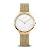 Hodinky Bering 18434-334 Unisex Ušľachtilá oceľ analógové batéria (Quartz) zlatá biela zlatá bez funkcií 3 ATM (30 m) zafírové milánsky ťah 34 mm iónové pokovovanie (PVD)