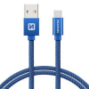 Swissten 71521308 textilný s USB-C konektorom a podporou rýchlonabíjania, modrý