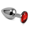 LOVETOY Butt Plug Silver Rosebud Classic with Red Jewel Size S