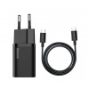 Baseus TZCCSUP-L01 Super Si Quick Nabíječka USB-C 25W + Datový Kabel Type-C to Type-C 1m Black