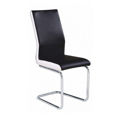Tempo Kondela Jedálenská stolička, ekokoža čierna, biela/chróm, NEANA (42x98x42cm)