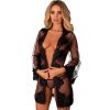 Livco Corsetti Fashion - Herina Lc Xg056 Dressing Gown + Panty Black One Size