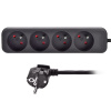Solight predlžovací prívod, 4 zásuvky, čierny, 3m PP28