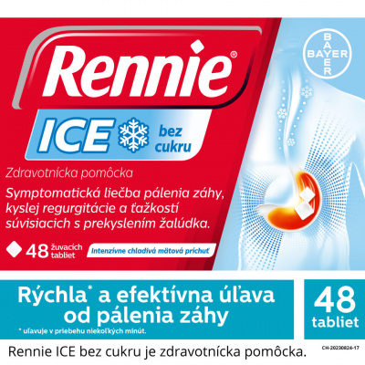 RENNIE ICE Bez cukru 48 žuvacích tabliet - Bayer Rennie Ice bez cukru 48 ks