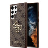 Guess PU 4G Metal Logo Zadní Kryt pre Samsung Galaxy S24 Ultra Brown