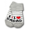 Dojčenské froté bavlnené ponožky I Love Dad, bielo/sivé prúžok, veľ. 68/74 I love 8596309331690