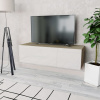 TV skrinka, kompozitné drevo 120x40x34cm, lesklá biela a dubová-ForU-244871