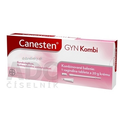 Canesten GYN Kombi tbl vag (blis.Al) 1x500 mg + crm der (tuba Al) 1x20 g, 1x1 set