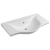 AQUALINE ZARA 79,5 x 46cm umývadlo nábytkové polkruhové, s otvorom pre batériu, s prepadom, keramické, biele, 10080