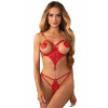 Obsessive Sexy body Matildea Teddy - otvorený klin Červená L/XL