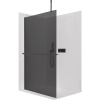 CERANO - Sprchová zástena Walk-in Onyx Top Cube Ľ/P - 8 mm - hranatá vzpera + polička/držiak na uteráky - čierna matná, grafitové sklo - 100x200 cm