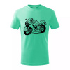 Športová motorka - Tričko detské bavlnené - 104-110cm / 3-4 roky ( Mätová )