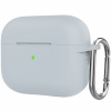 AppleKing silikónový ochranný obal s karabínou pre AirPods Pro 2 (2022) s konektorom Lightning - sivý - možnosť vrátiť tovar ZADARMO do 30tich dní