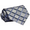 Široký kravata Roy & Rony Microfiber (Microfase) Biela, čierna, šedá, viacnásobná (Strieborná mriežka kravata 10 cm mikrovlákna)