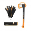 Fiskars SET FISKARS sekera X17 + ostřič Xsharp + rukavice