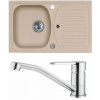 Alveus SET A502 Beige 55 / Chróm SETA502 - Drez Granitový Record 30 - 780x480mm, vanička 360x400x160mm, Beige 55 + bateria Ruta, Chróm