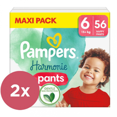 PAMPERS 2x PAMPERS Nohavičky plienkové Harmonie Pants veľ. 6 (56 ks) 15+ kg
