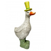 Keramická dekorácia húsky v bielom farebnom prevedení so zelenými gumákmi a klobúkom 28 x 16 x 56 cm 39830