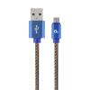 Gembird oplétaný denim USB-A/microUSB kabel 1m (CC-USB2J-AMmBM-1M-BL)