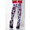Pančuchy samodržiace - POKER DESIGN - čierno - biele, dámske