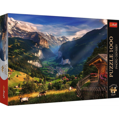 Trefl Puzzle 1000 dielikov Premium Plus - Foto Odysea: Údolie Lauterbrunnen, Švajčiarsko