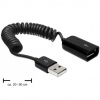 PREDLŽOVACÍ KÁBEL USB-A M/F 2.0 0.2-0.6M ŠPIRÁLA ČIERNA DELOCK (83163)