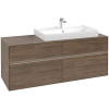 VILLEROY & BOCH Collaro závesná skrinka pod umývadlo na dosku (umývadlo vpravo), 4 zásuvky, s LED osvetlením, 1400 x 500 x 548 mm, Arizona Oak, C090B0VH