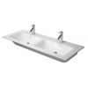 Duravit ME by Starck Nábytkové dvojumývadlo, 130x49 cm, s 2 otvormi na batérie, matná biela 2336133200