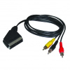 SOLIGHT SCART kábel, SCART konektor - 3x CINCH konektor, prepínateľný, 1m, sáčok SSV0301E
