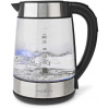 NEDIS rýchlovarná kanvica KAWK320EGS / objem 1,7 l / otáčanie o 360 ° / spotreba 2200 W / sklo / transparentné