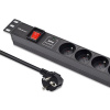Qoltec Napájacia lišta PDU pre RACK 19'' Aluminium | 1U | 16A | 6 x Francúzska | 1,8 m