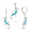 Brilio Silver Strieborný set šperkov Gekon so syntetickými opálmi SET287WB (náušnice, prívesok)