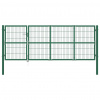 vidaXL Záhradná plotová brána so stĺpikmi 350x120 cm, oceľ, zelená - Zelená - 171378-215786