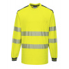 PORTWEST HI-VIS PW3 T185 / Reflexné tričko, dl. rukáv - HV žltá/námorná modrá S