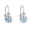 Strieborné detské náušnice visiace so zirkónom modrá kvietka 11174.3