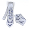 Hodvábna kravata + vreckovka, Slovenská výroba - Dark Ornament Silver