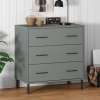 Komoda s 3 zásuvkami sivá 77x40x79,5 cm masívne drevo OSLO-ForU-350980