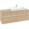 VILLEROY & BOCH Collaro závesná skrinka pod umývadlo na dosku (umývadlo vpravo), 4 zásuvky, s LED osvetlením, 1400 x 500 x 548 mm, Nordic Oak, C090B0VJ