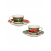 Sada 2 šálků s podšálkami na espresso 100ml Tempo di Festa II. BRANDANI (barva - porcelán, bílá/červená/zelená)