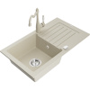 Mexen Pablo granitový drez s 1 komorou, odkvapkávacou plochou a batériou Carla, béžový - 6510-69-670700-69