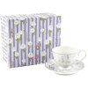 HOME ELEMENTS Porcelánová šálka a podšálka Levanduľa 250 ml